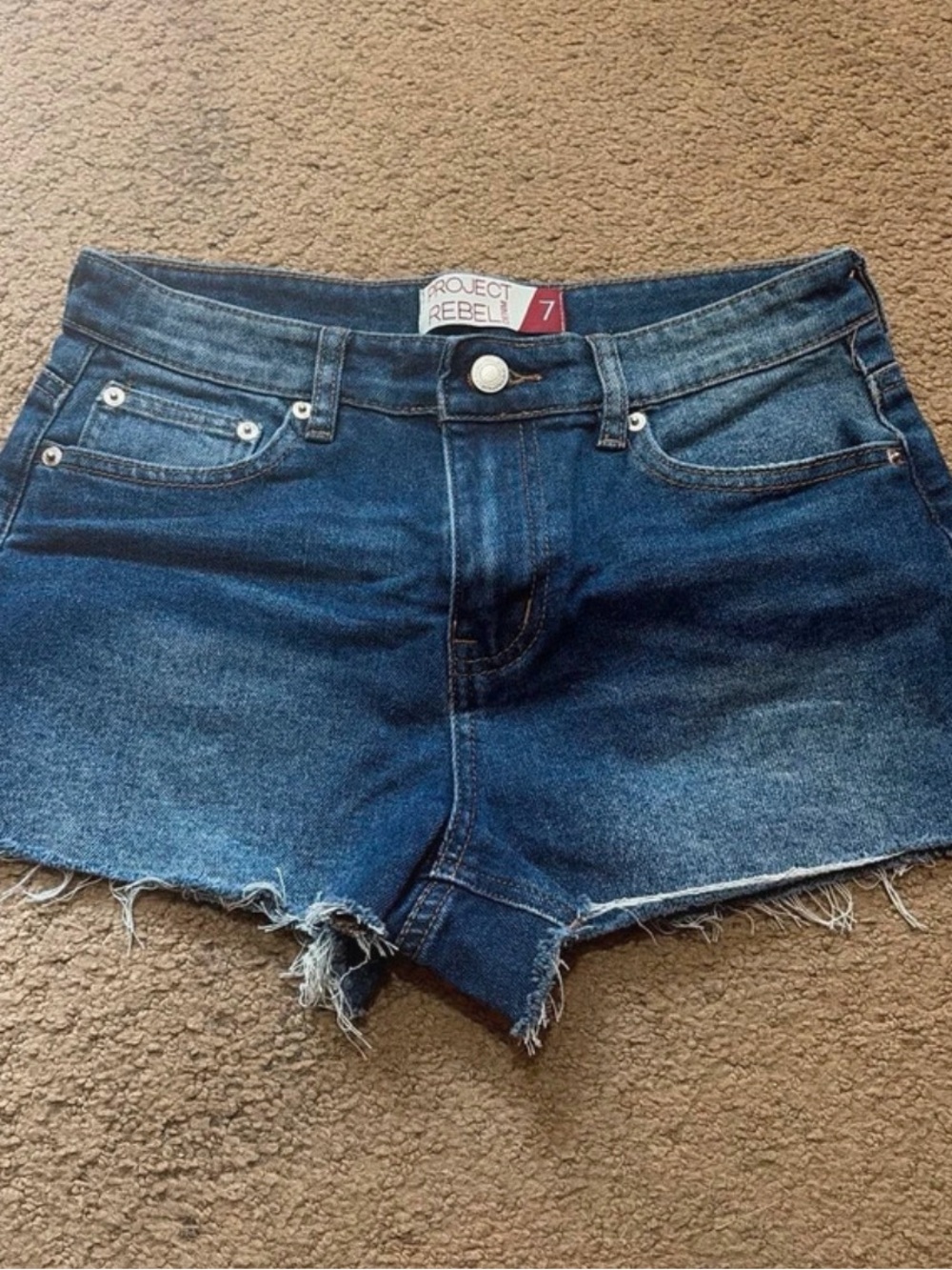 rebels Dark Indigo Distressed Denim Shorts